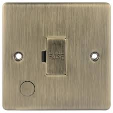 D-FS13f-ABM 13A Fused Spur Metal Insert with Flex Outlet Metal Inset Antique Brass